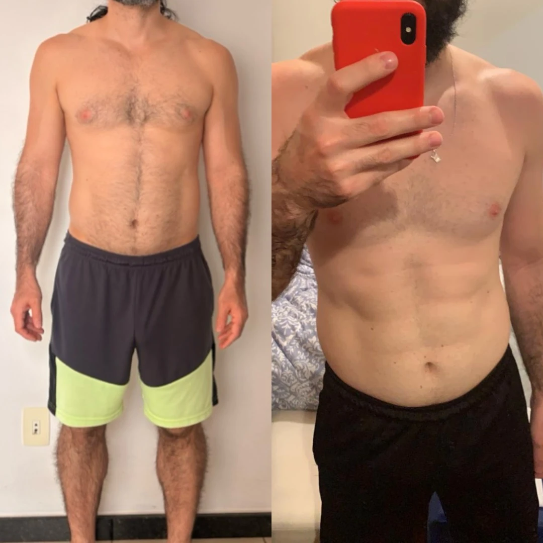 Antes e depois de aluno, de frente